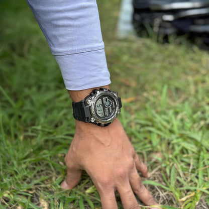 Rugged Digital Sports Watch with Dual Time Display for men