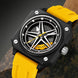 Rolling Watch for Men with Yellow Silicone Strap and Round Dial for Casual & Formal Wear