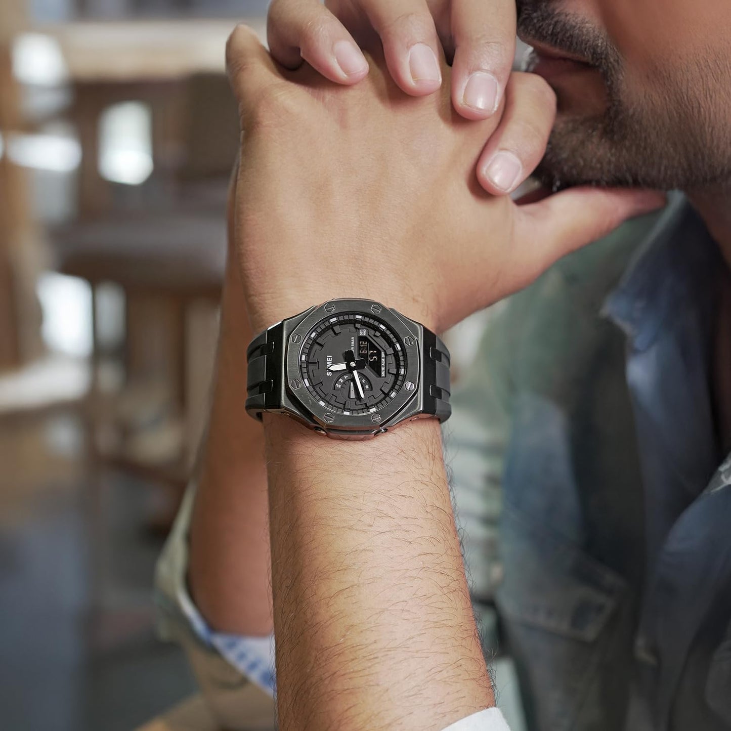 Premium Analog Digital Wrist Watch with Silicone Strap