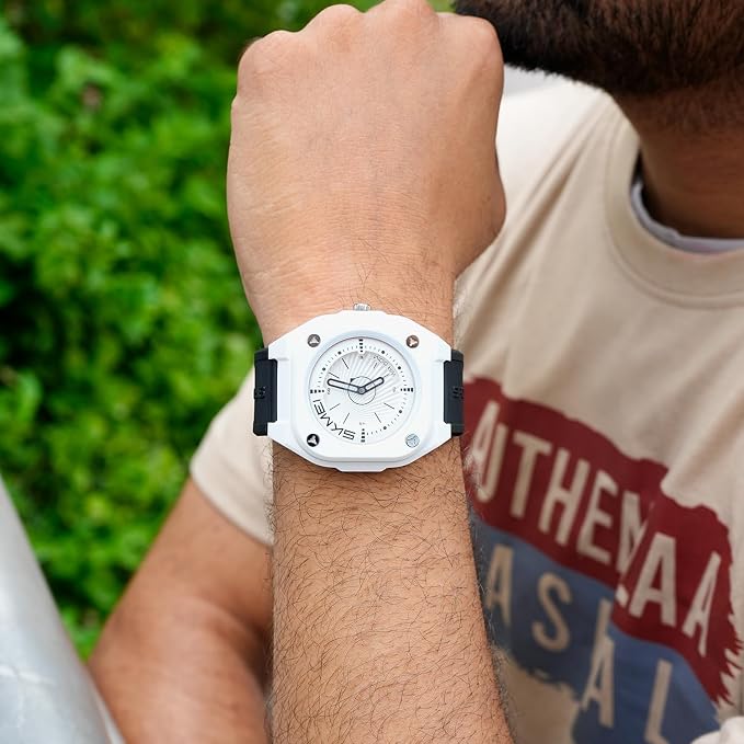 Minimalist Analog Wrist Watch with Textured Strap for men