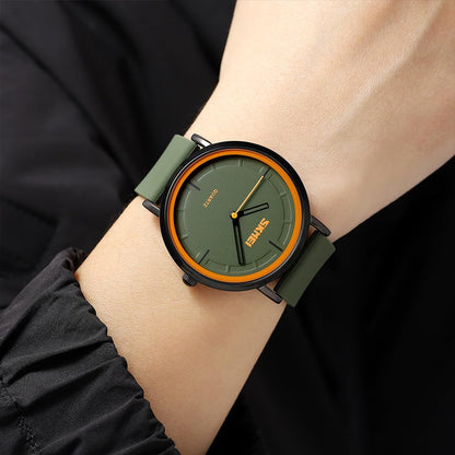 Minimalist Analog Quartz Wristwatch with Soft Silicone Strap and Contrast Dial