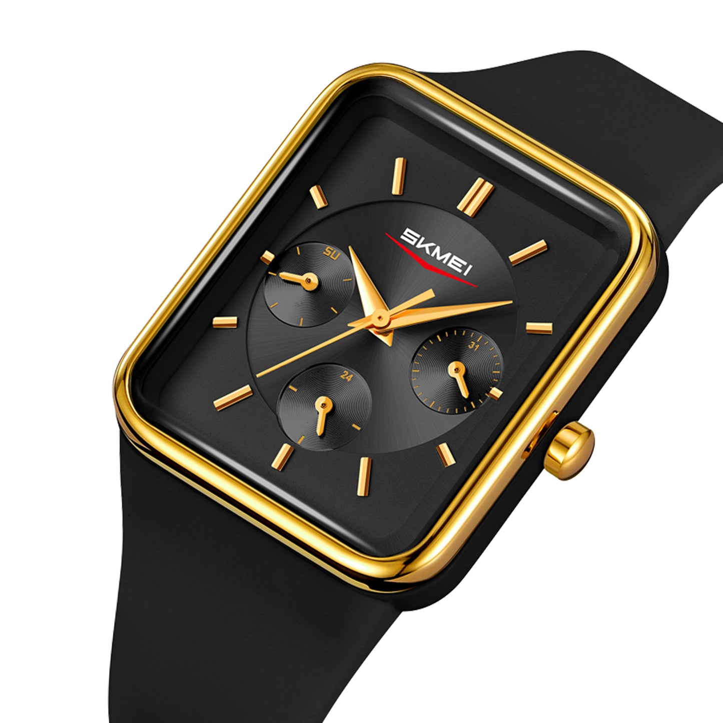 Skmei Analog Rectangle Black Dial ABS Case Silica Strap Watch for Women - 2323