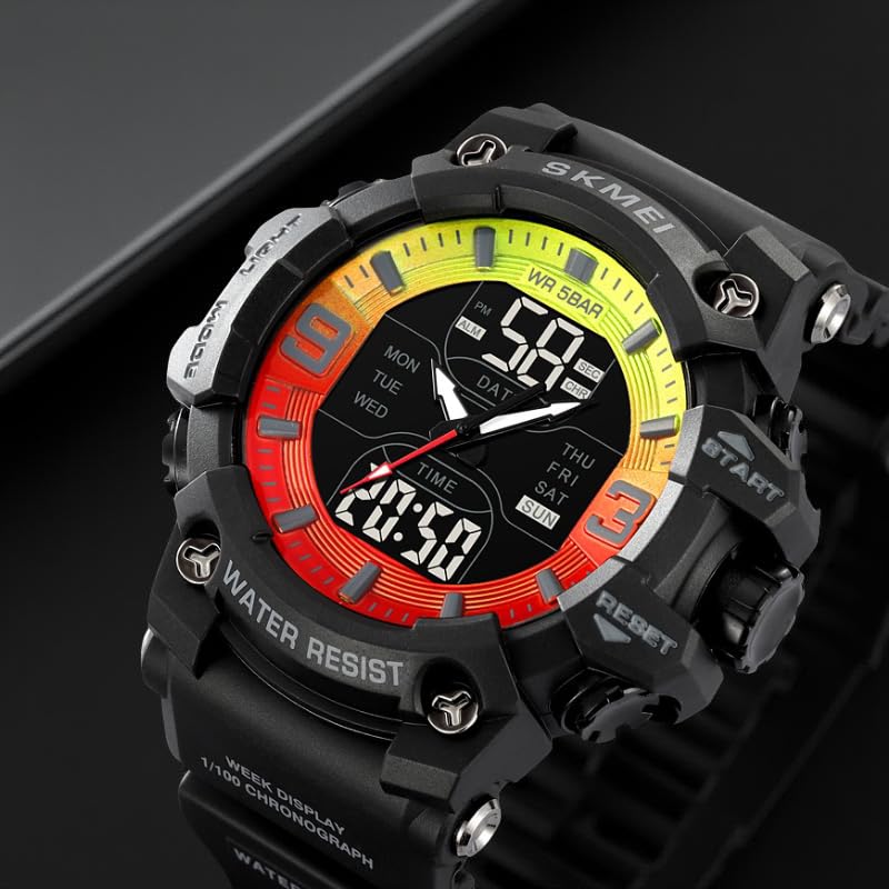 Rugged Analog Digital Sports Watch for Men with Multi Function Display and Outdoor Style