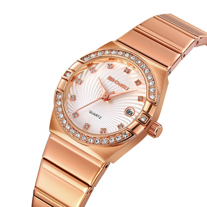 Skmei Analog Black Dial Zinc Alloy Case Stainless Steel Strap Watch for Women - 2342