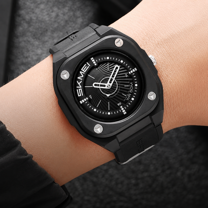 Minimalist Analog Wrist Watch with Textured Strap for men
