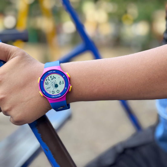 Digital Watch for Kids with Dark Blue Silicone Strap and Round Dial for Casual & Formal Wear