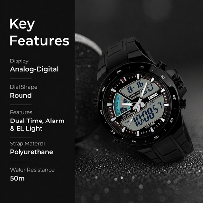 Premium Analog Digital Sports Watch for Men with Dual Display, Stylish Waterproof Wrist Watch for Casual Outdoor and Daily Wear