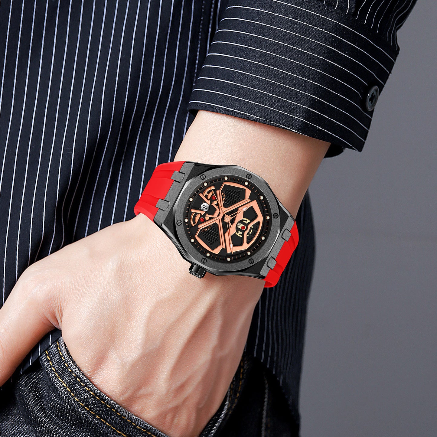 Skmei Quartz Analog Dial Silica Gel Strap Watch for Men - 9362