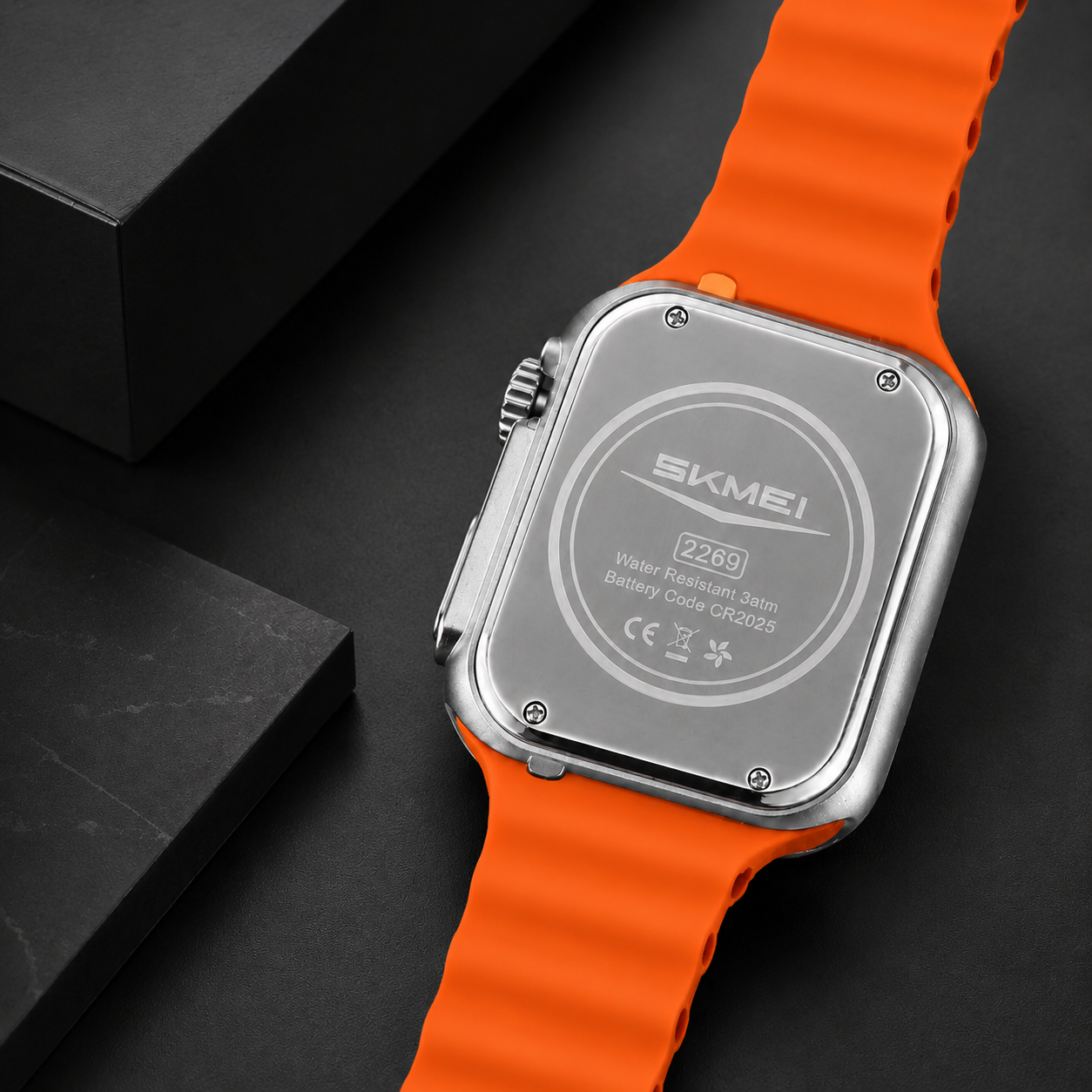 Square Digital Wrist Watch with Silicone Strap for men