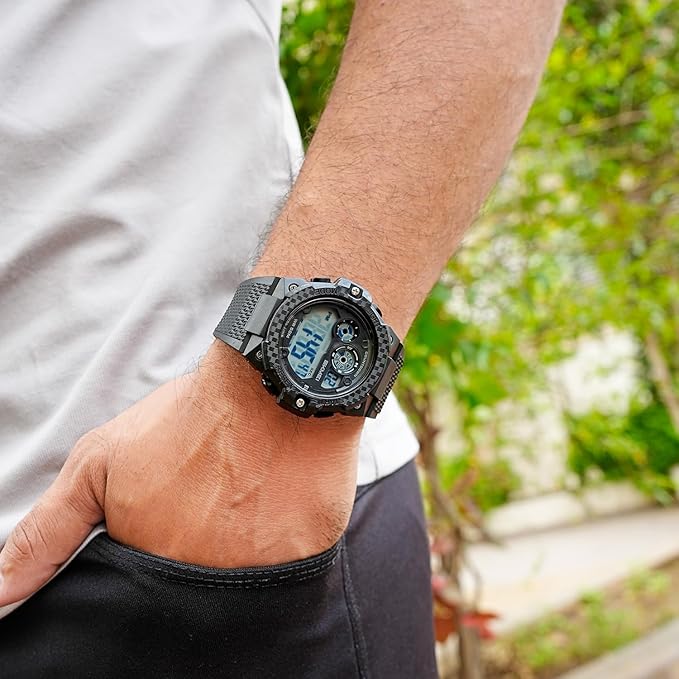 Rugged Digital Sports Watch with Textured Strap for men