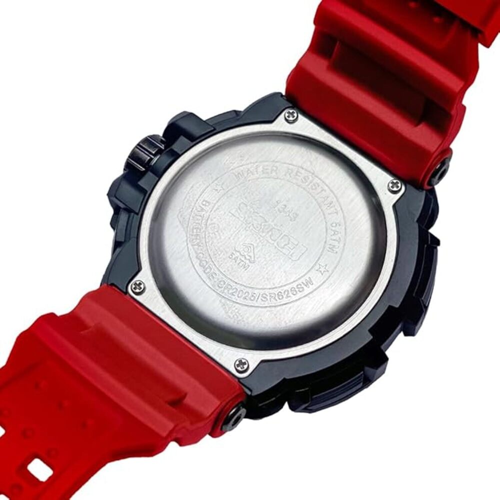 Rugged Dual Display Sports Wrist Watch with Resin Strap For Men