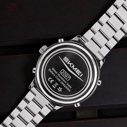 Digital Watch with Stainless Steel Strap for men