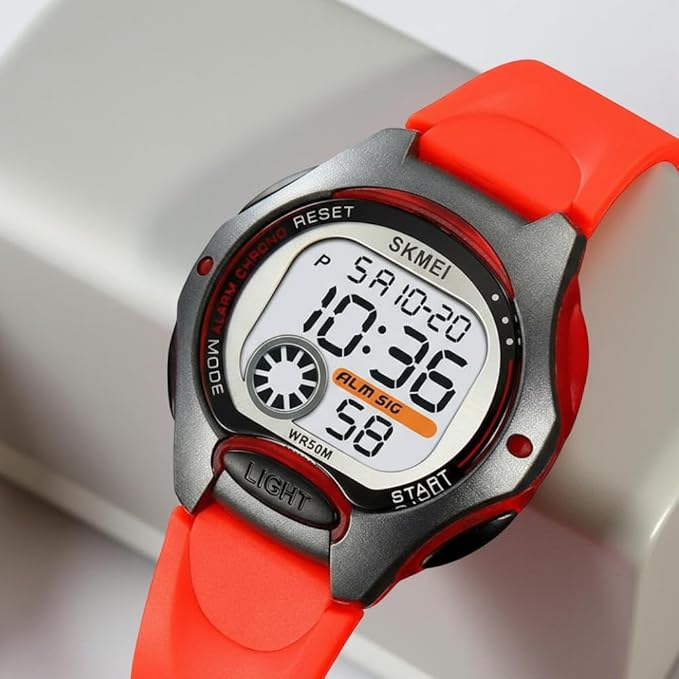 Digital Sports Watch – Red Strap, 50M Water Resistant, Alarm & Stopwatch