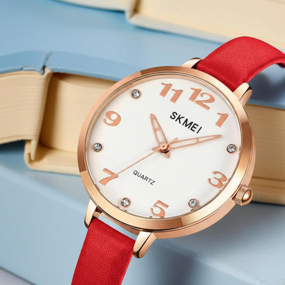 Elegant Analog Quartz Timepiece for women with Crystal Accents and Textured Strap