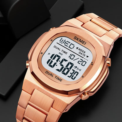 Premium Digital Sports Watch for Men with Stainless Steel Strap, Waterproof Style Wrist Watch for Casual Outdoor and Daily Wear