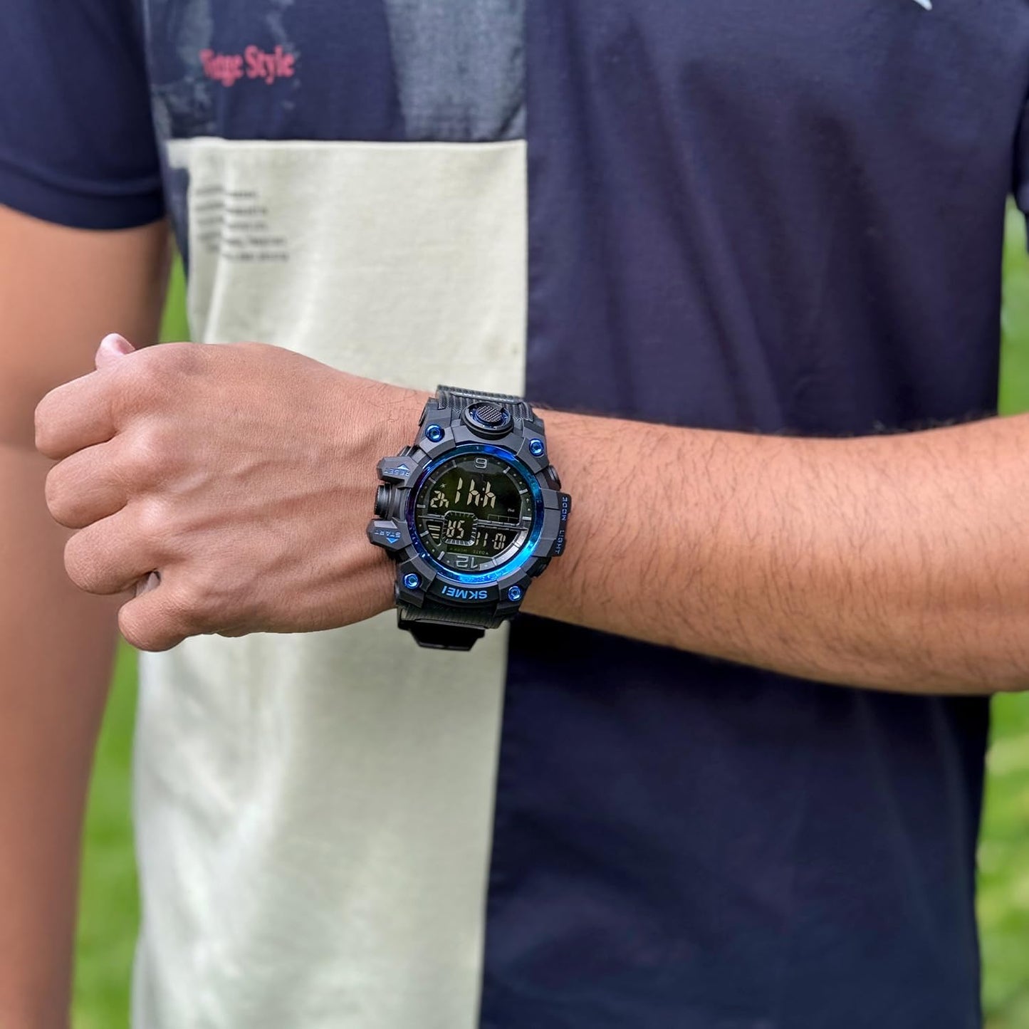 Rugged Digital Sports Watch for Men with Dual Time Display and Outdoor Adventure Style