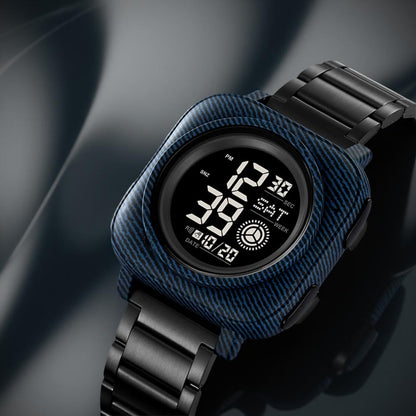 Square Digital Wrist Watch with Metal Strap