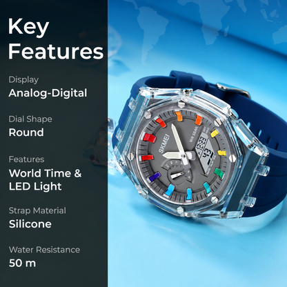 Analog Digital Watch Multi Function Sports Watch with LED Display, Alarm, Stopwatch & Durable Strap