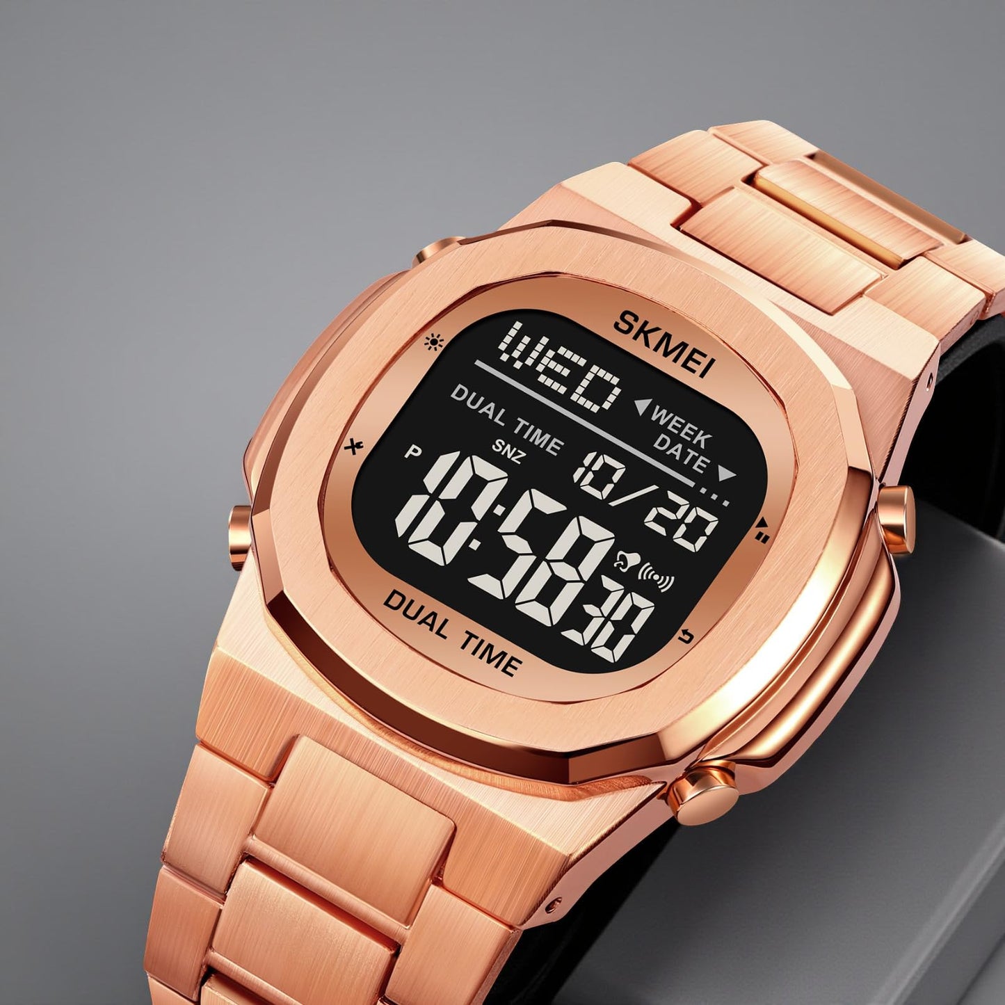 Premium Digital Sports Watch for Men with Stainless Steel Strap, Waterproof Style Wrist Watch for Casual Outdoor and Daily Wear