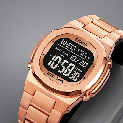 Premium Digital Sports Watch for Men with Stainless Steel Strap, Waterproof Style Wrist Watch for Casual Outdoor and Daily Wear