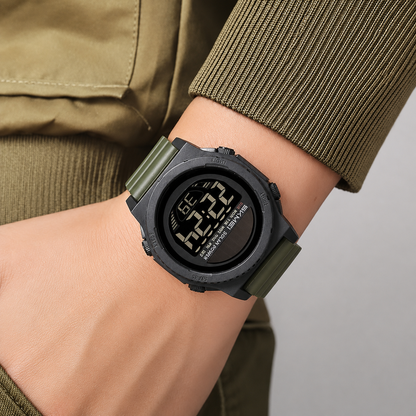 Solar Powered Digital Sports Watch with Silicone Strap for men