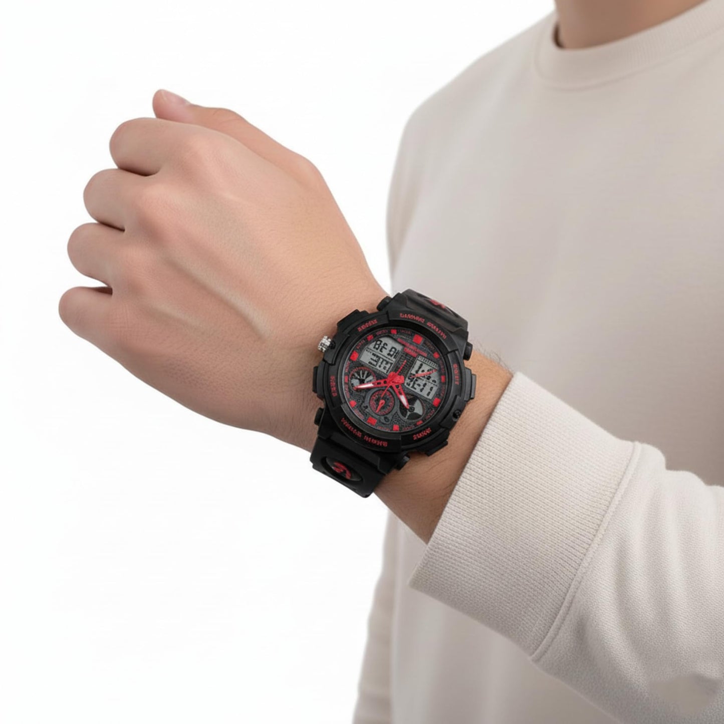 Premium Analog Digital Sports Watch for Men with Dual Display Alarm LED Light and Durable Strap