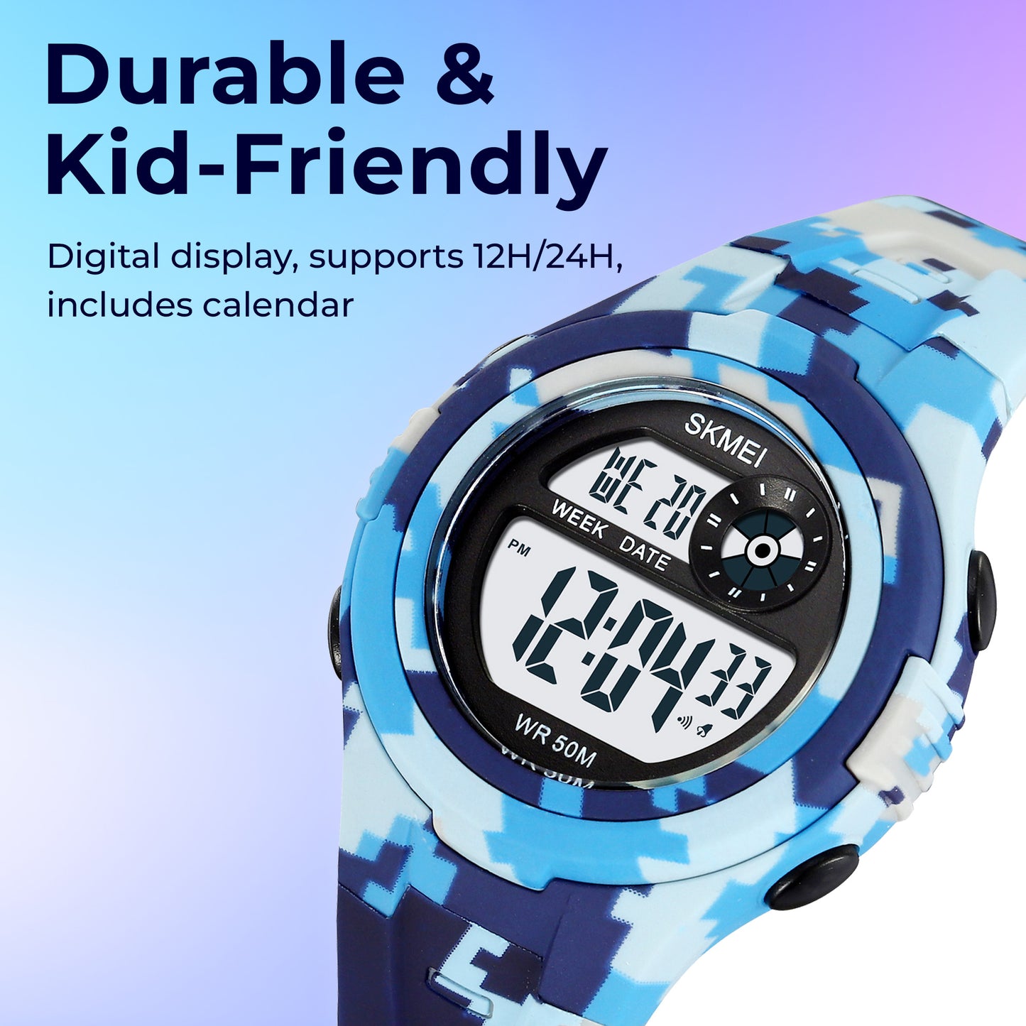 Skmei Digital Dial ABS Black Case Rubber Strap Watch for Kids - 2280
