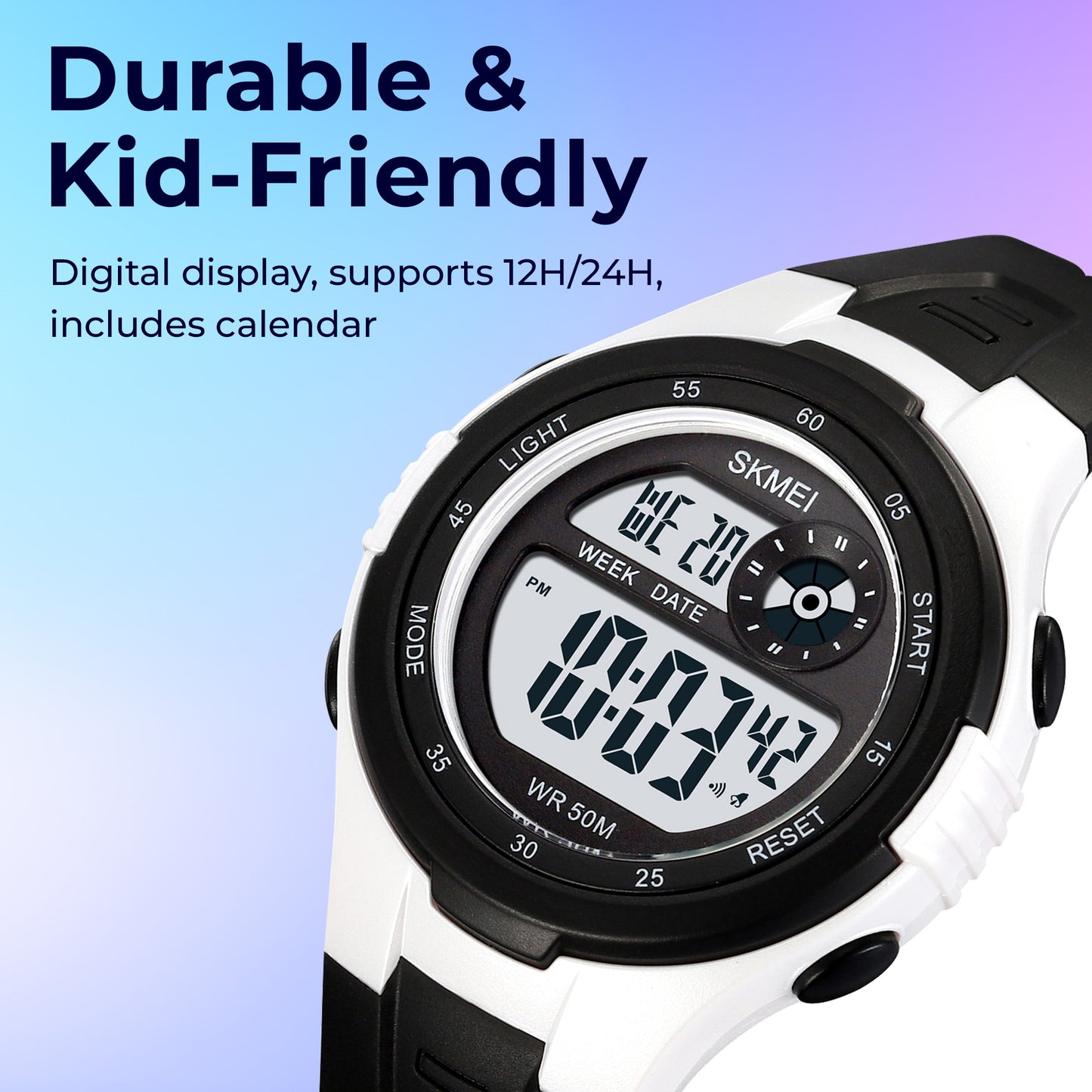 Skmei Digital Dial ABS Black Case Rubber Strap Watch for Kids - 2280