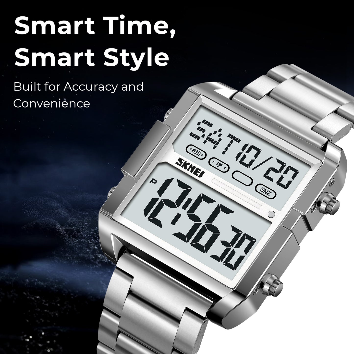 Skmei Digital Dial Stainless Steel Strap Watch for Men - 2299