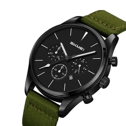 Skmei Quartz Analog Black Dial Zinc Alloy Case Nylon Strap Watch for Men - 2367