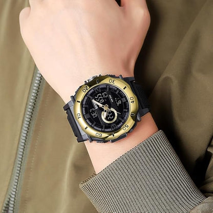 Multifunctional Men 50M Waterproof Thermometer Dual Display Digital Wrist Watch