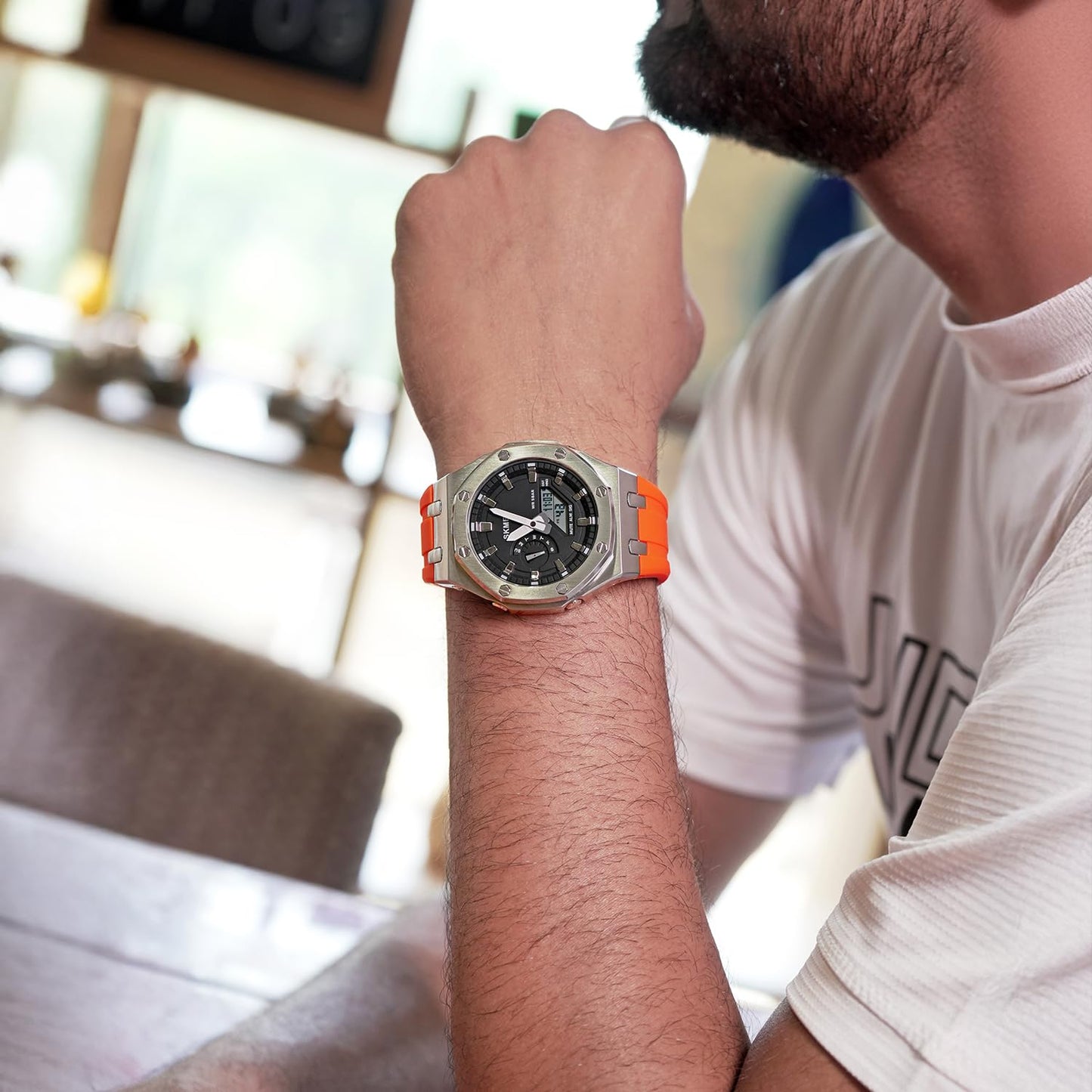 Premium Analog Digital Wrist Watch with Silicone Strap