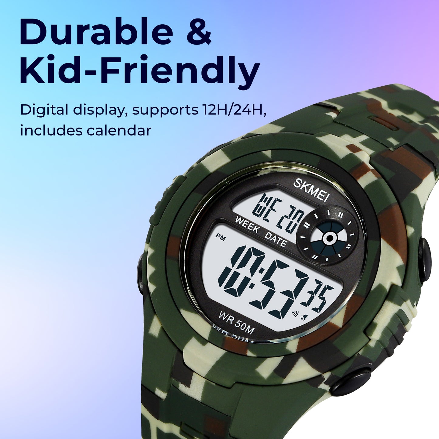 Skmei Digital Dial ABS Black Case Rubber Strap Watch for Kids - 2280