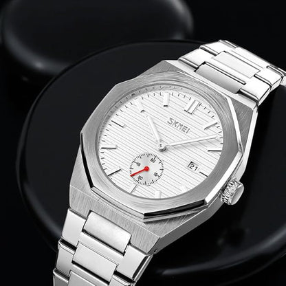 Premium Black Watch for Men – Stainless Steel Strap, Analog Dial with Date Function