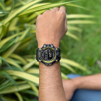 Rugged Digital Sports Watch for Men with Dual Time Display and Outdoor Adventure Style