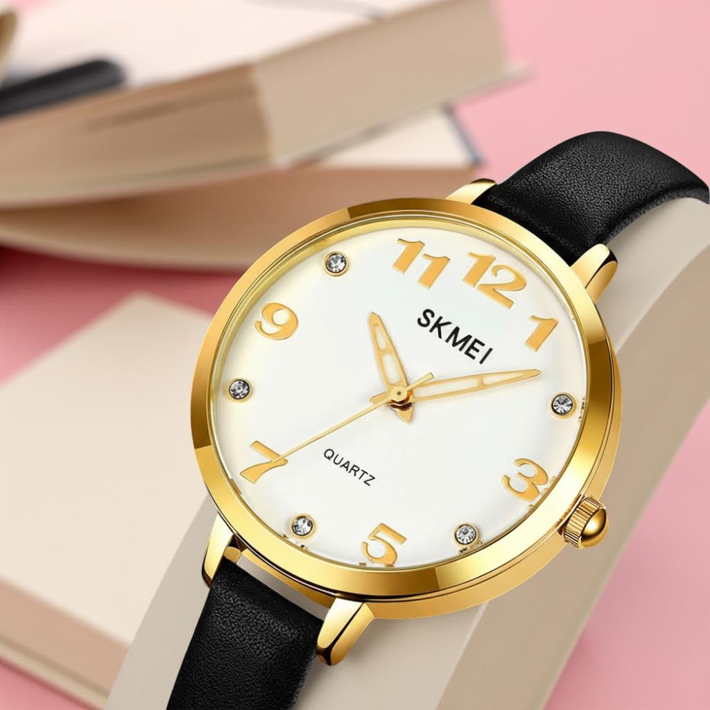 Elegant Analog Quartz Timepiece for women with Crystal Accents and Textured Strap