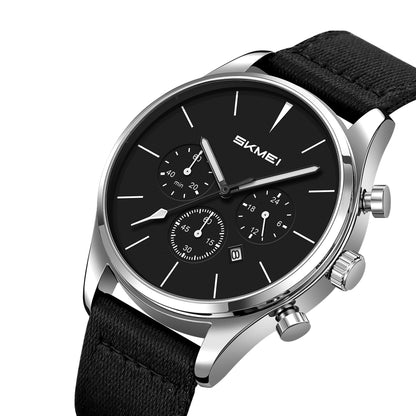 Skmei Quartz Analog Black Dial Zinc Alloy Case Nylon Strap Watch for Men - 2367