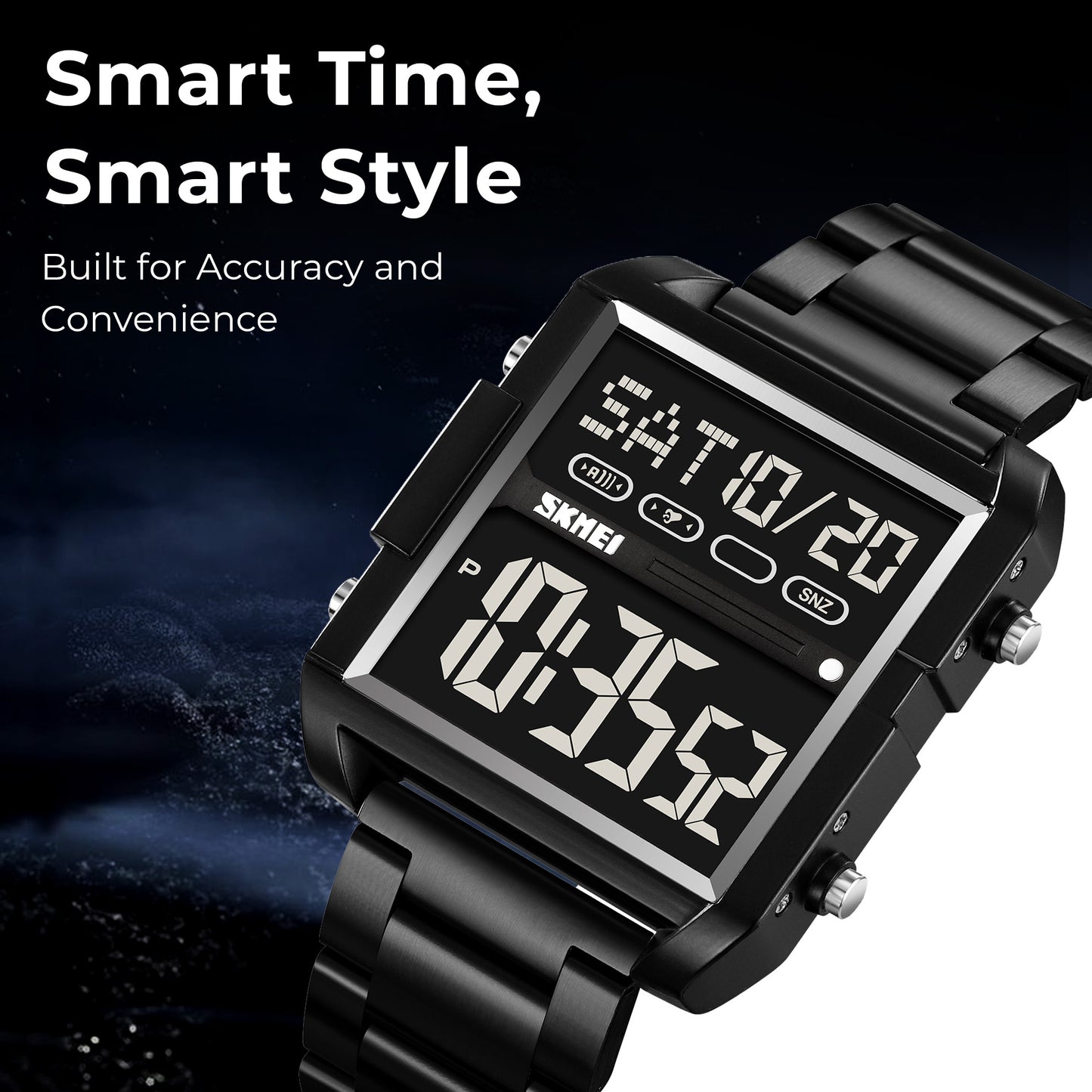 Skmei Digital Dial Stainless Steel Strap Watch for Men - 2299