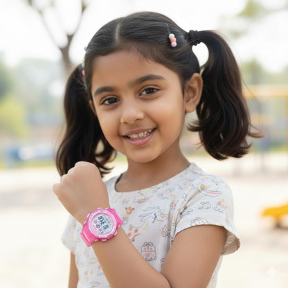 Kids Sports Multi Function Digital Watch, Multicolor Dial Sky ABS Case Kid's Watch, PU Rubber Strap Band, Waterproof LED Light Children Wristwatch
