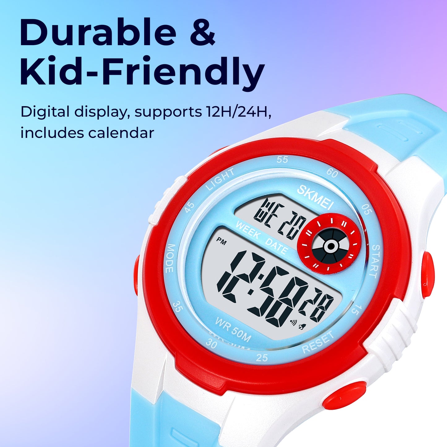 Skmei Digital Dial ABS Black Case Rubber Strap Watch for Kids - 2280