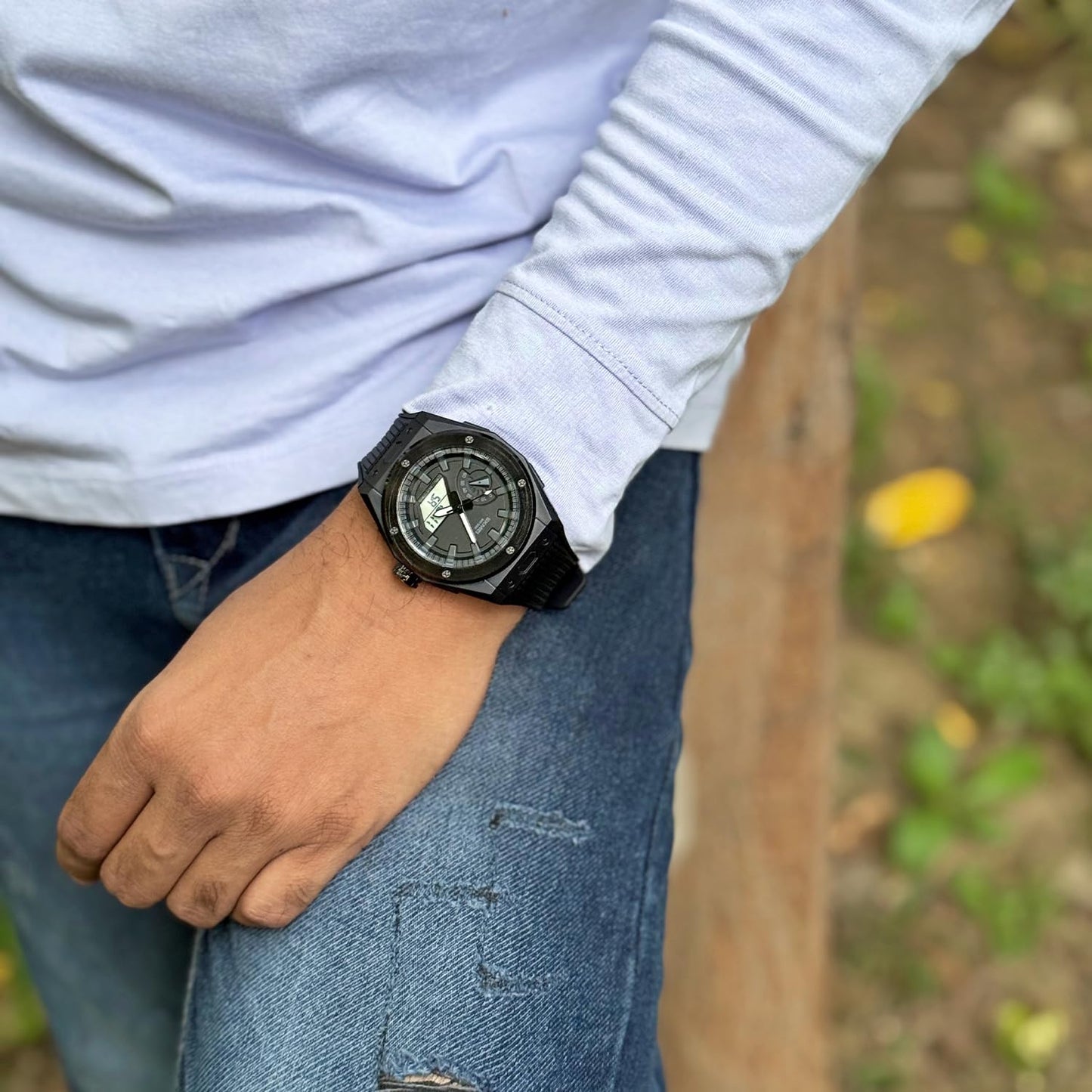 Men's Analog-Digital Sports Watch with Silicone Strap