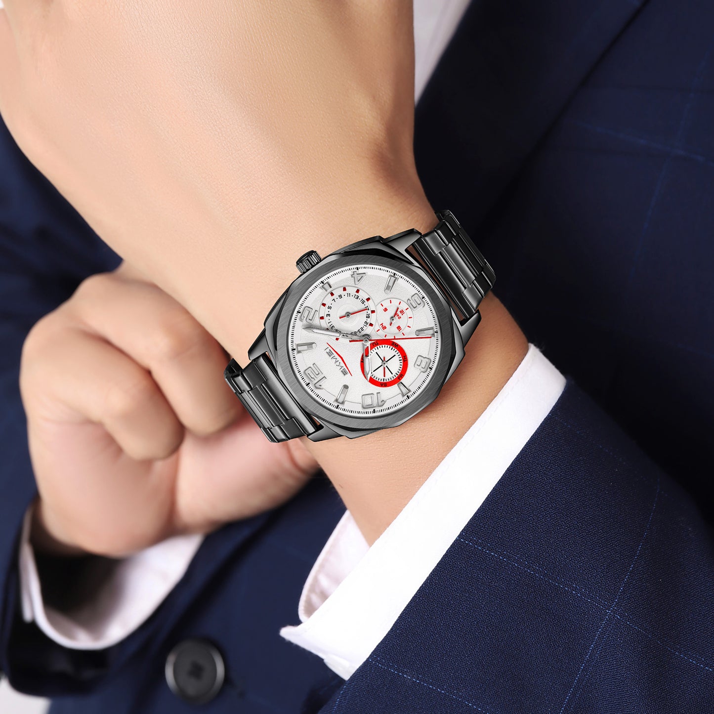 Skmei Quartz Analog Dial Stainless Steel Strap Watch for Men - 9350