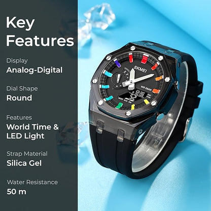 Analog Digital Watch – Multi Function Sports Watch with LED Display, Alarm, Stopwatch & Durable Strap