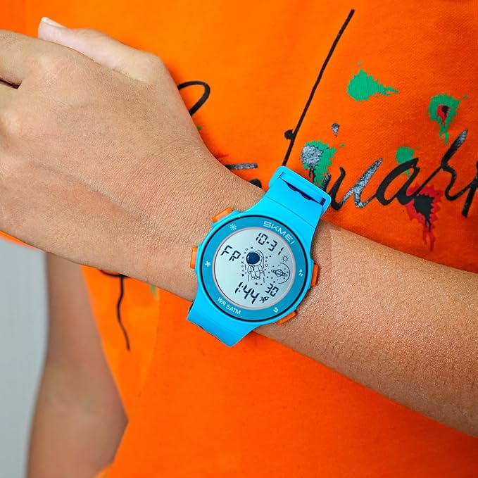 Kids Digital Watch with Cartoon Space Design and Soft Comfortable Strap for Daily Wear