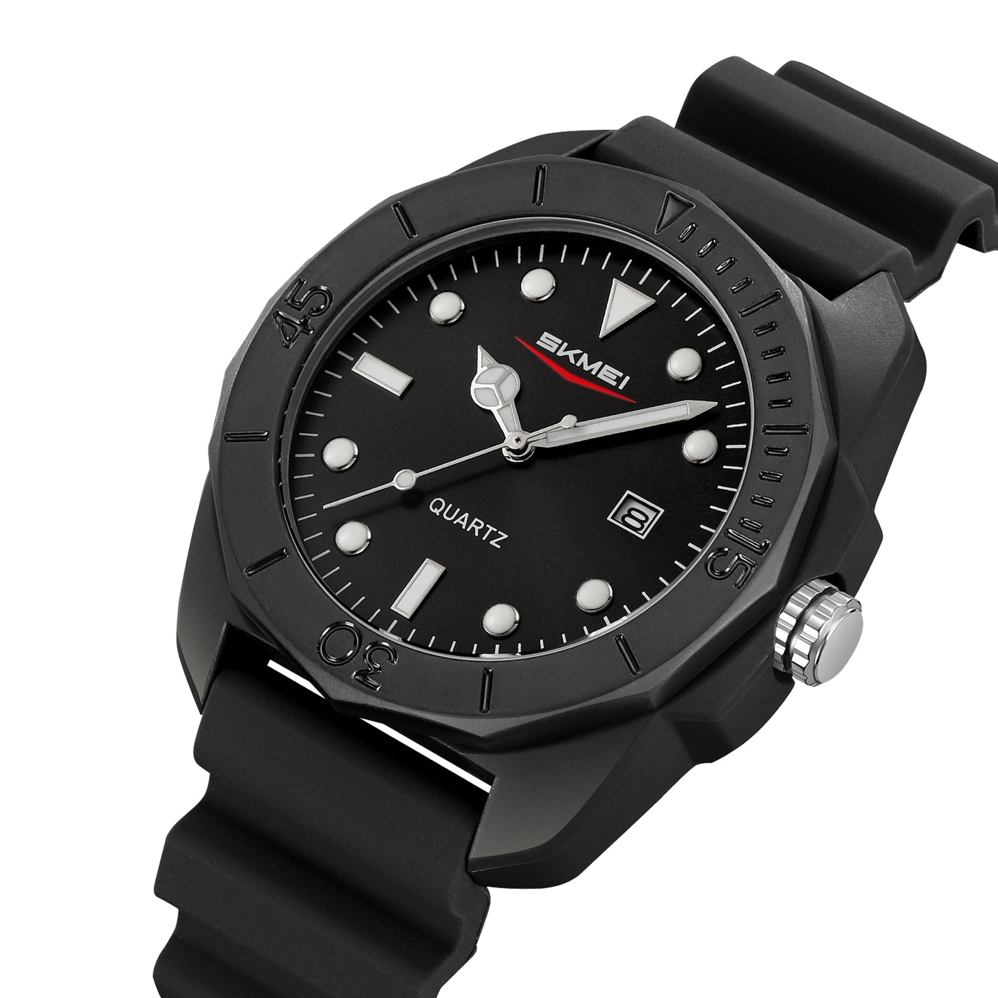 Skmei Quartz Analog Black Dial Silicone Strap Watch for Men - 2393