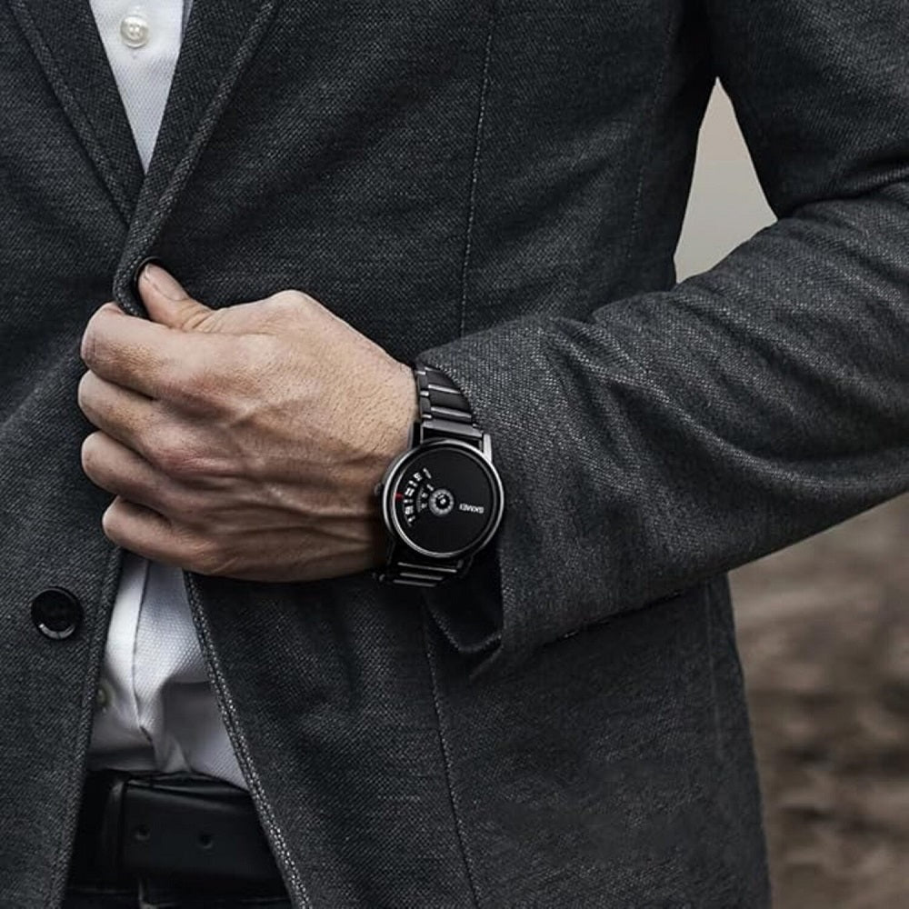 Minimalist Analog Wrist Watch with Mesh Strap and Modern Dial Design For Men