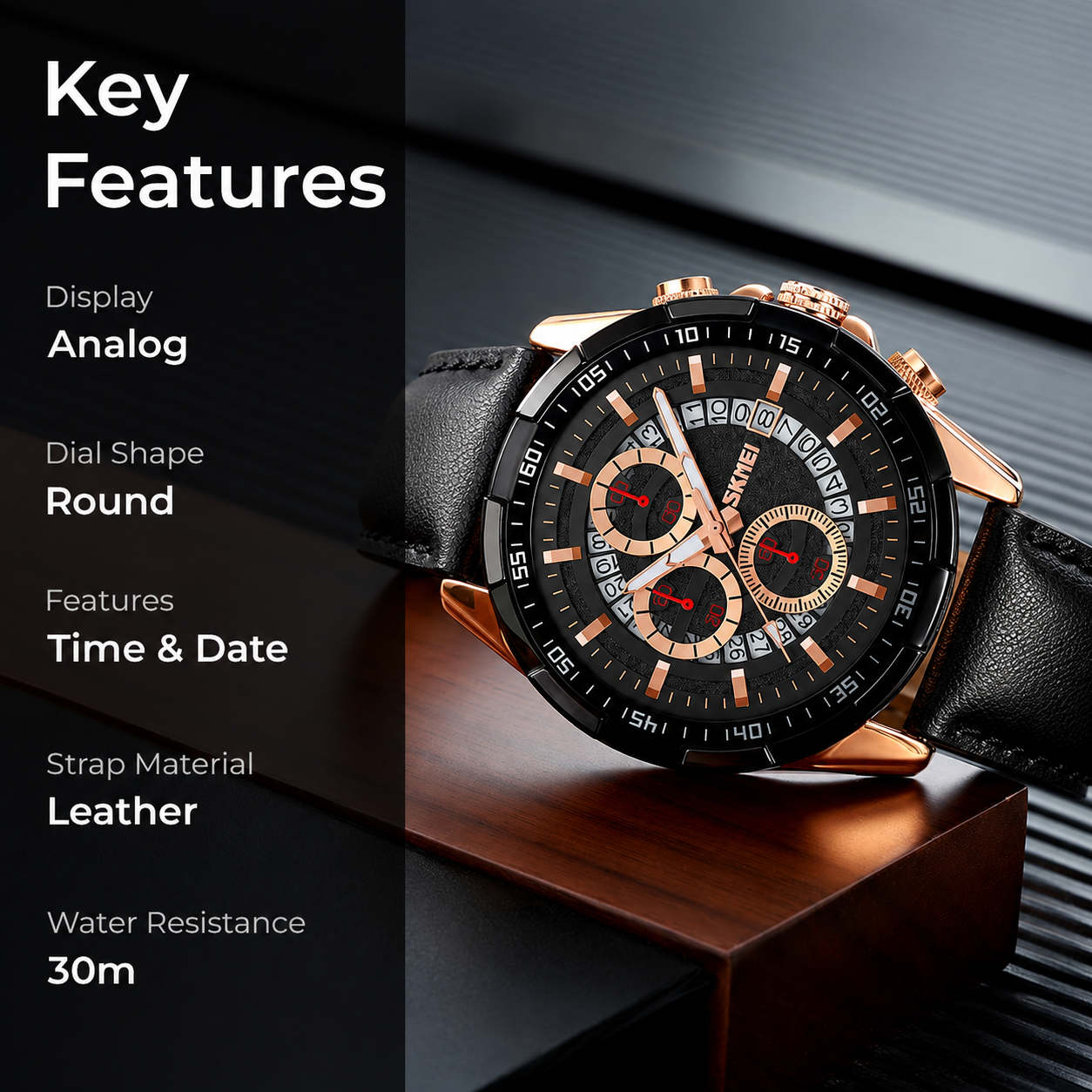 Luxury Analog Watch for Men with Designer Dial and Premium Leather Strap