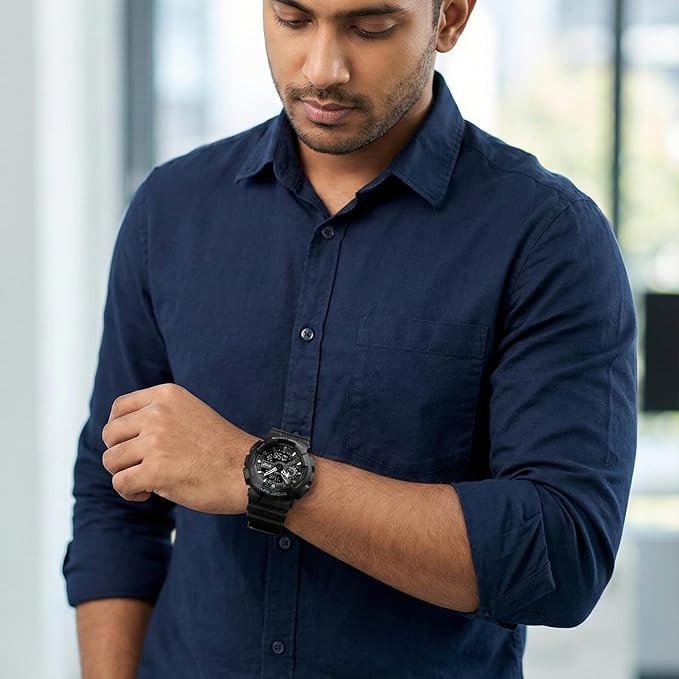 Analog-Digital Watch for Men with Black Silicone Strap and Round Dial for Casual & Formal Wear