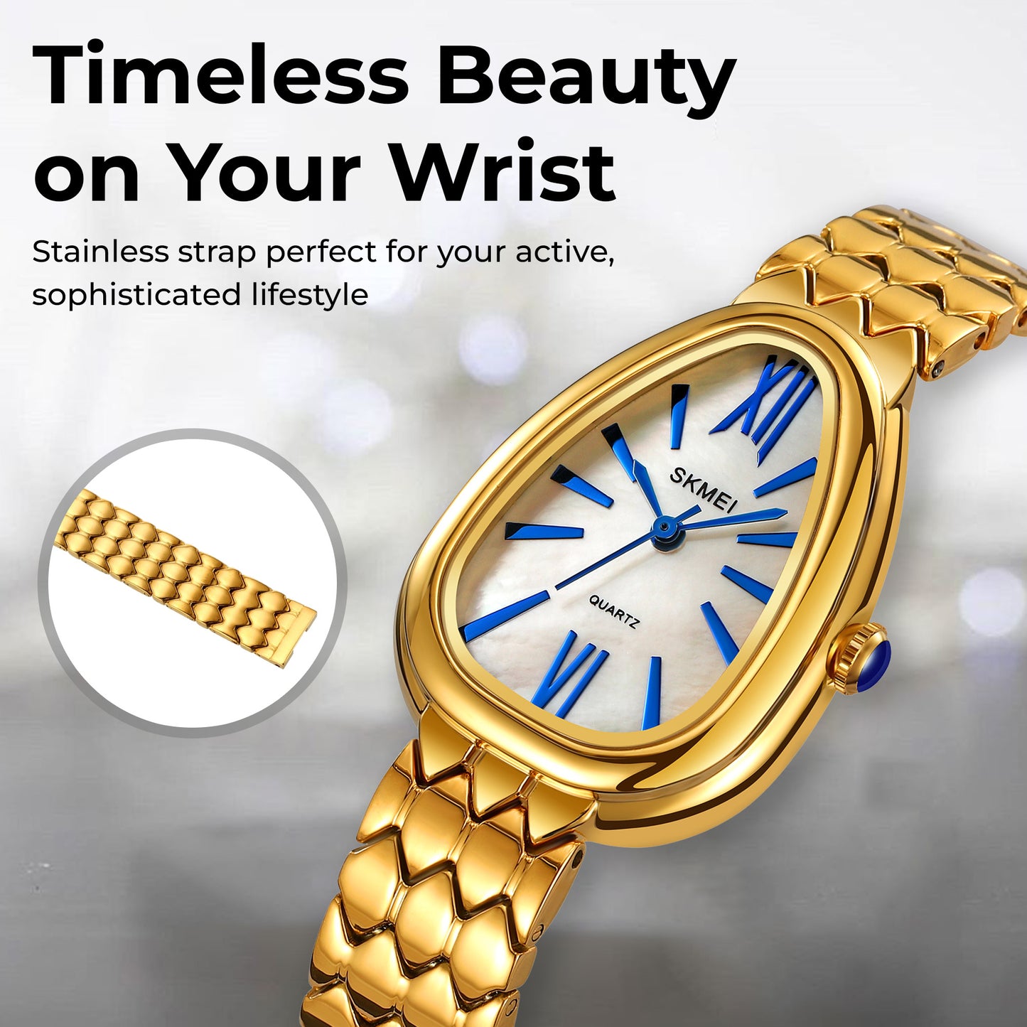 Skmei Quartz Analog Dial Stainless Steel Strap Watch for Women - 2332