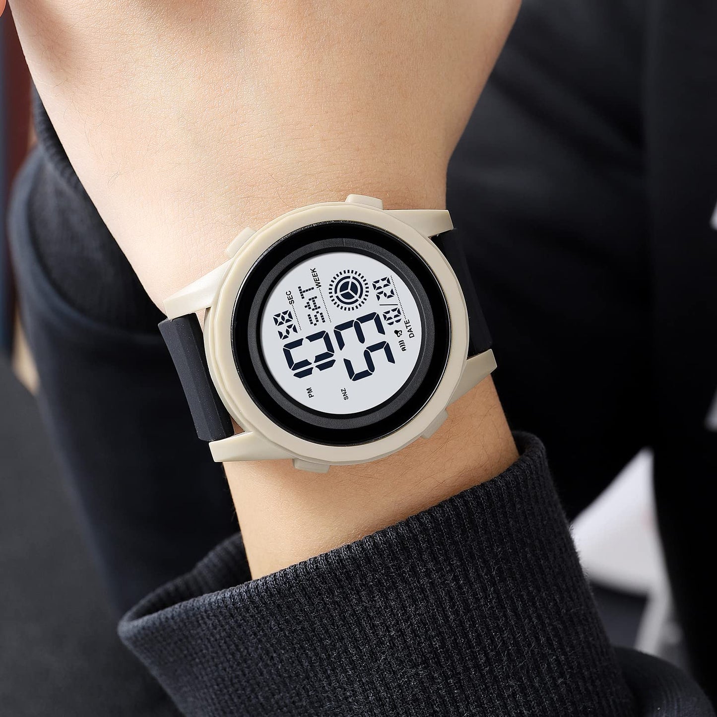 Rugged Digital Sports Wristwatch with Flexible Strap for men